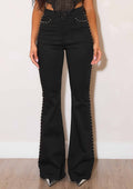 High-Rise Flare Jeans With Studs